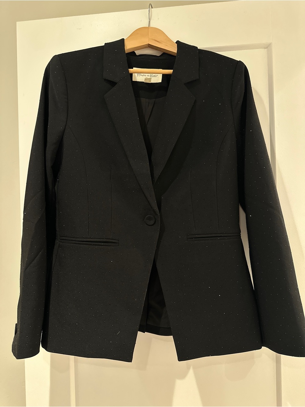 NWOT Black Single-Button Blazer with Subtle Sparkle